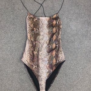 Lace up back snakeskin bodysuit